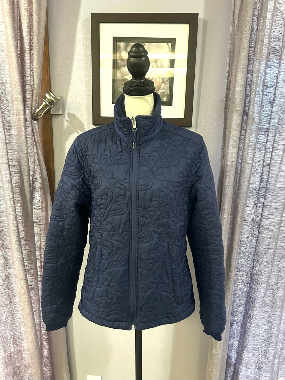 L.L. Bean Navy Quilted Zip-Front Women's Jacket